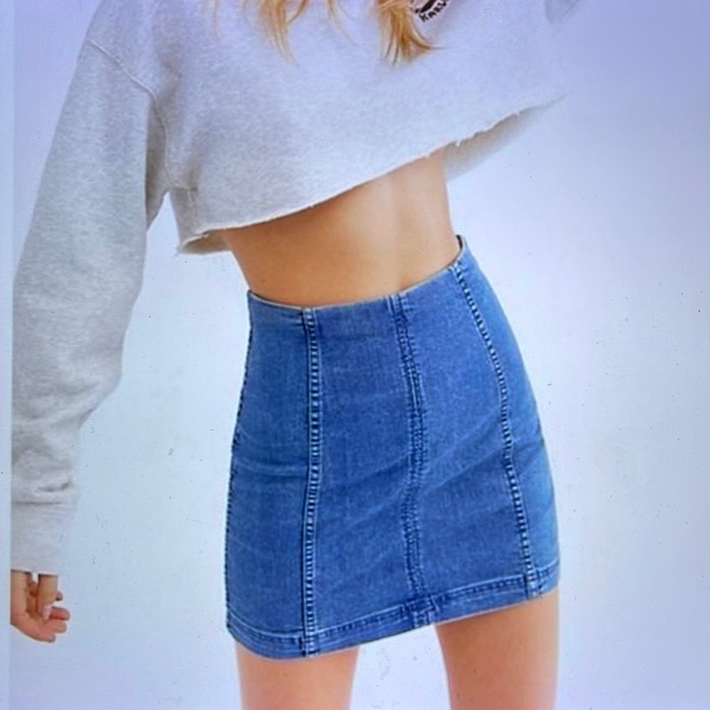 NWT Free People Nautilus Blue Modern Femme Denim Mini Skirt